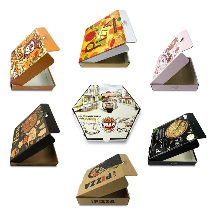 Caixa de pizza colorida de papelão reciclável